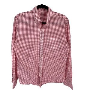 J. Crew Mens Long Sleeve Red / White Check Button Up Slim Fit - Medium